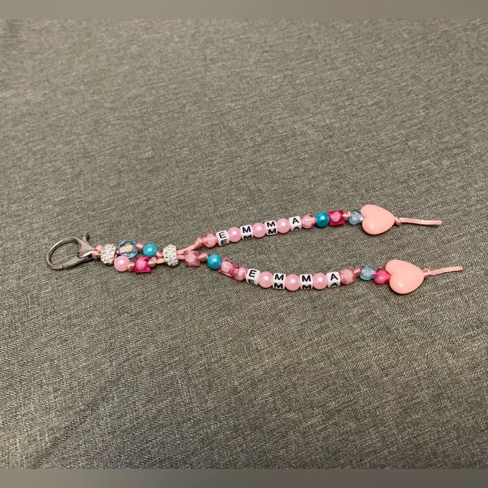 Handmade beaded purse charm with personalized Name key chain